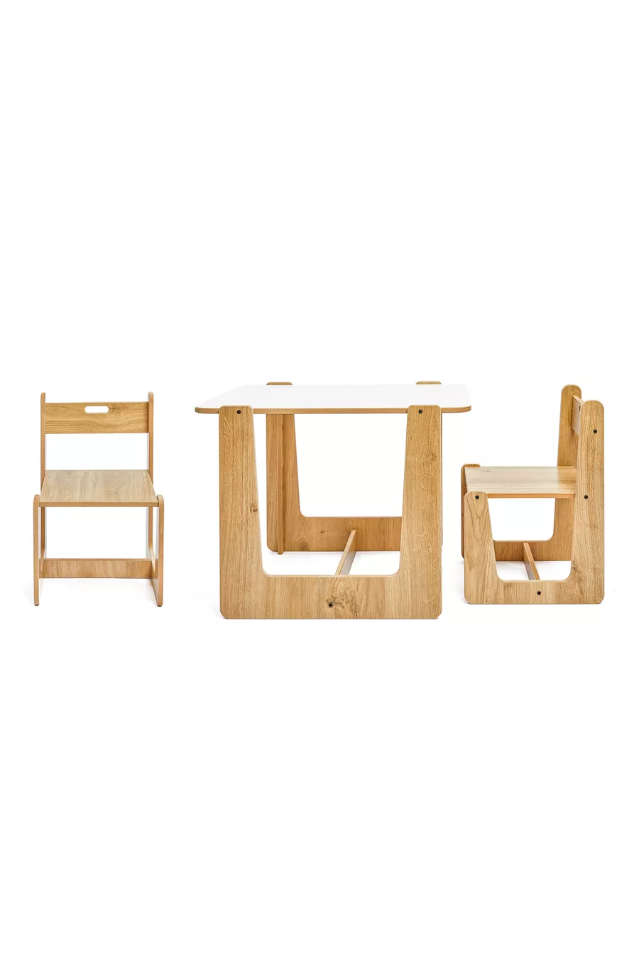 Set de table et chaises d'activités en bois Montessori pour enfants de 2 à 4 ans (1 table + 2 chaises)