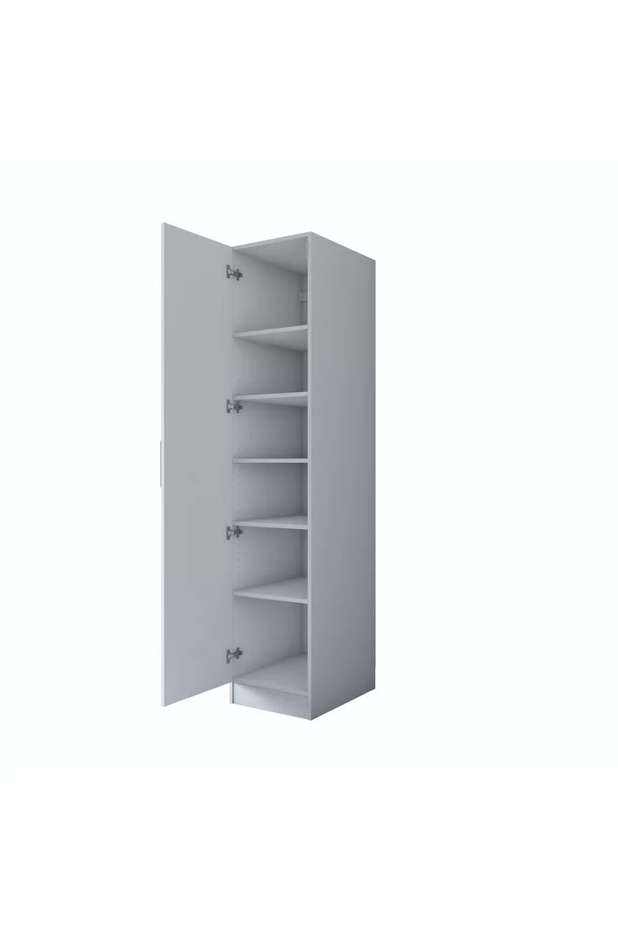 Rani  Kleiderschrank mit einer Tür und 5 Regalen Weiß