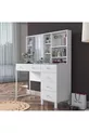 Coiffeuse avec tiroirs Rani à miroir et couvercle, organiseur de bijoux avec crochets, blanc