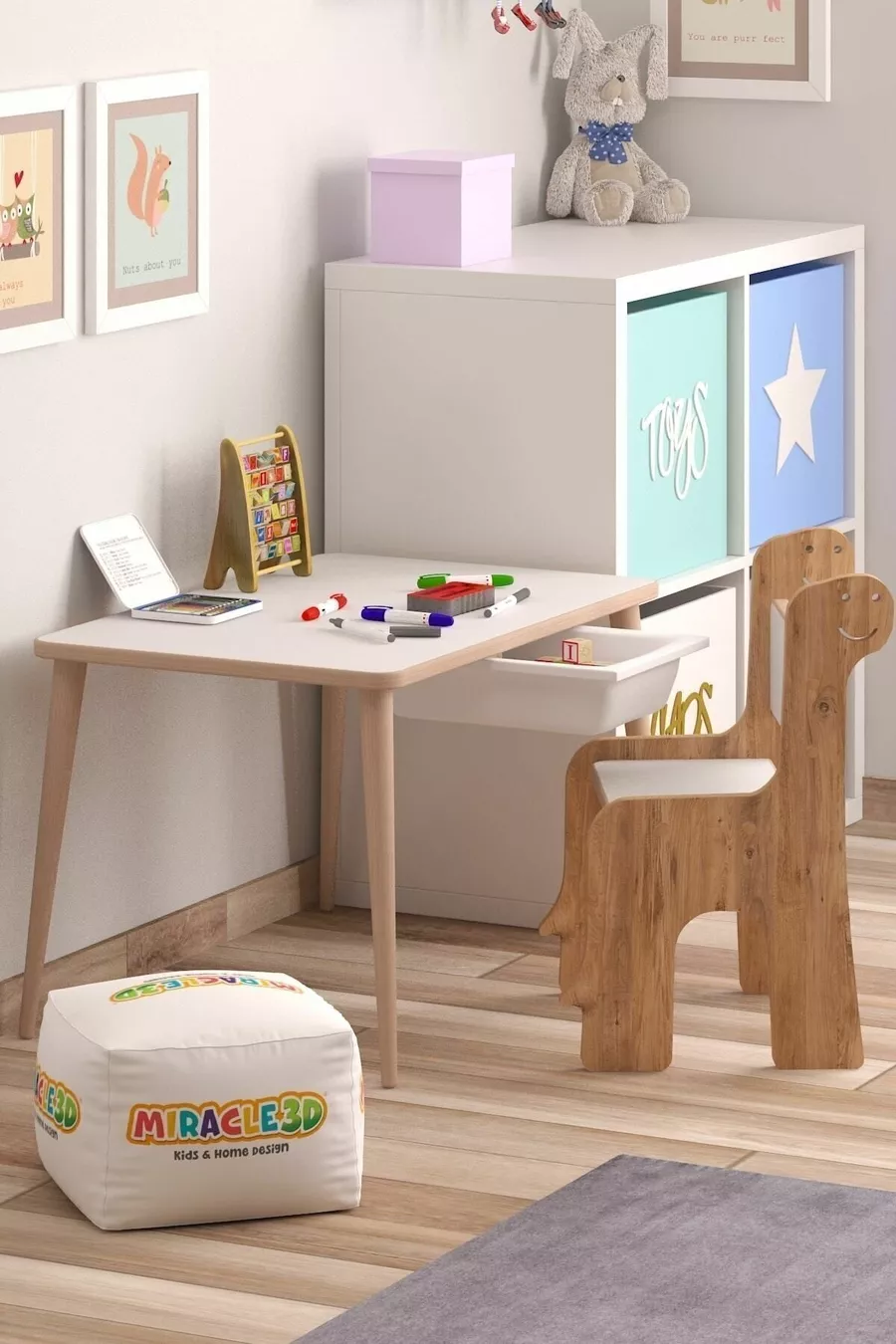 Tavolo da Gioco per Bambini con Sedia, Tavolo Attività, Tavolo Lavagna cancellabile