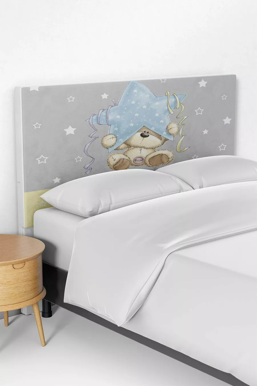 Yıldız Tutan Ayıcık Desenli Çocuk Odası Yatak Baza Başlık Kılıfı 