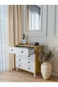 Commode Marbella Blanc brillant - marron 4 tiroirs Commode de style campagnard en bois
