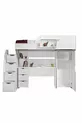 Lits superposés, Litera avec Armoire et Bureau, Blanc 1 Matelas Comfort