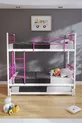 Lit superposé Koza avec tiroir pour 3 personnes Compatible avec lit, lit superposé en métal rose foncé