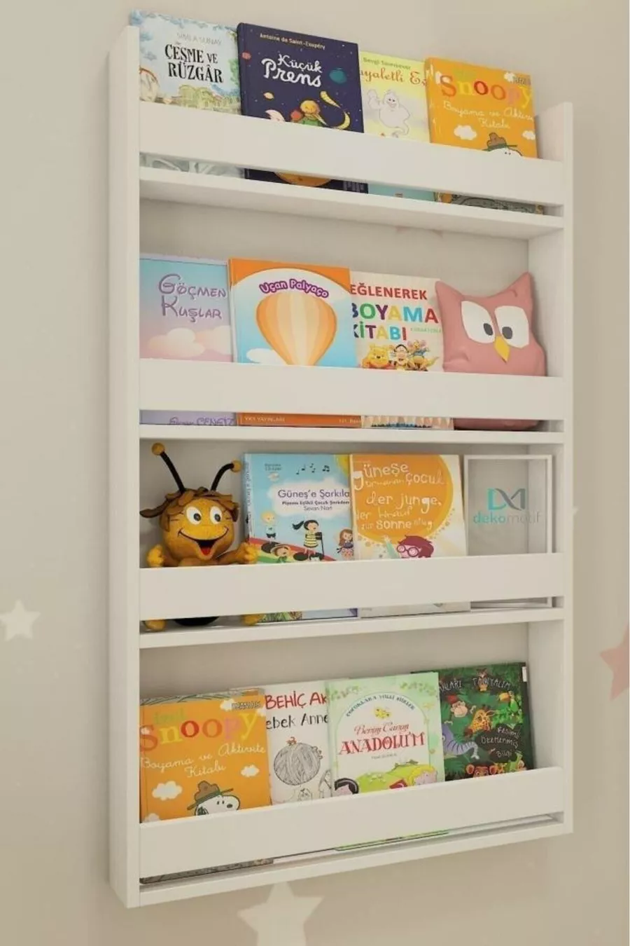 Montessori Kinderboekenplank 4 Planken Wandtype Wit Boekenkast - Educatief Ontwerp