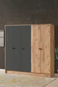 Armoire  Diva 5 portes avec étagères compartimentées et patères, pin atlantic et anthracite,  cm