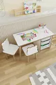 Kids Table and Chair Set-3 Basket Work and Activity Table-Dry-Erase Surface-2 Panda Chairs