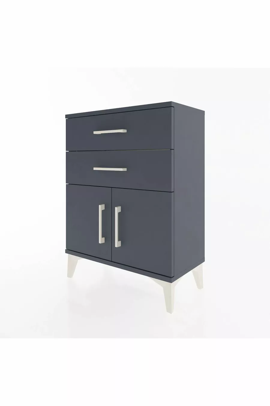 Arges Commode Single Shelf 2 Drawers 2 Doors Anthracite-Anthracite