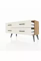 Commode Arges 4 étagères Pin-Pin/Pierre d'ardoise