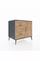 Commode Kronos avec une étagère, 2 tiroirs et une porte, Anthracite-Pin