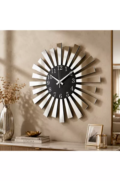 Black Silver Mirrored Plexiglass Piano Model Limited Edition Home New Year Gift Wall Clock