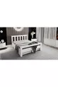 Lit double Arya compatible avec matelas, en MDF blanc avec tiroirs Maçy-1