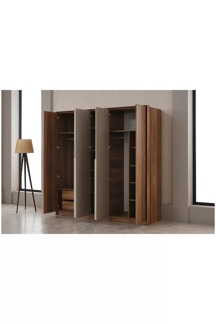 ENSEMBLE DE CHAMBRE À COUCHER MONARCH, AVEC MIROIR, 5 PORTES