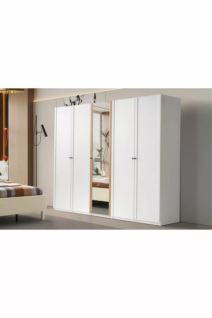 Ensemble de chambre à coucher Mony White 5 portes