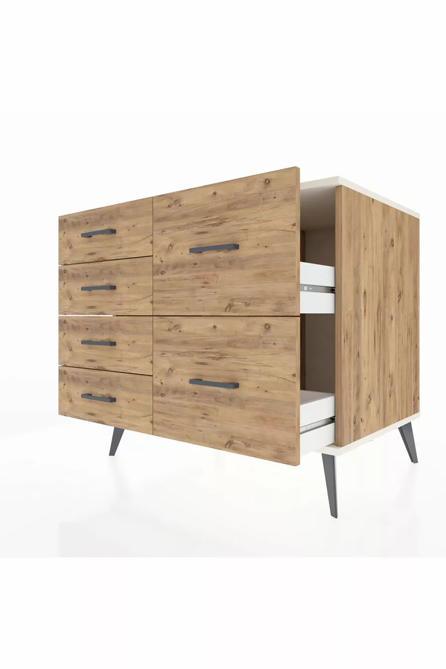 Kronos Kommode mit 6 Schubladen Kiefer-Marmor/Kiefer