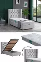 Рига Единично База с Табла Comfort Матрак Комплект, Светлосив