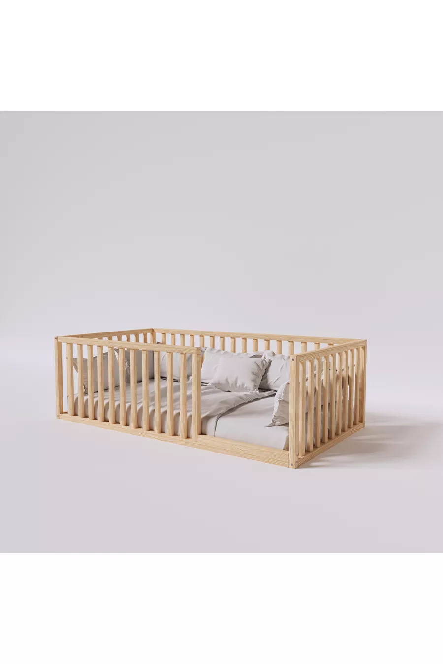 Letto per bambini in legno naturale Montessori Altezza Cm