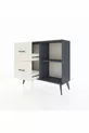 Commode Arges à une étagère et 2 tiroirs Anthracite-Anthracite/Gris pierre