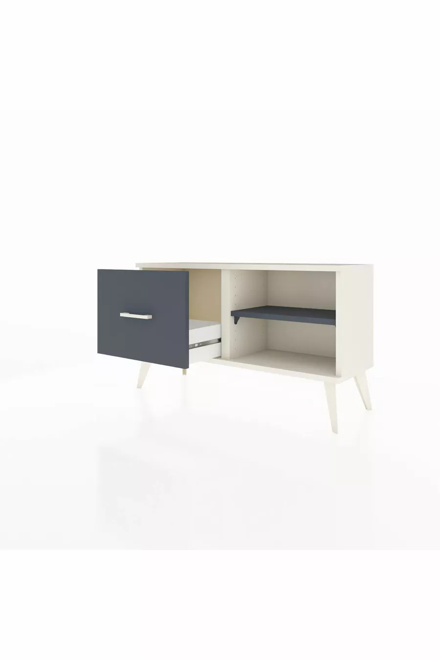 Commode Arges à une étagère et un tiroir, Pierre de lune-Anthracite