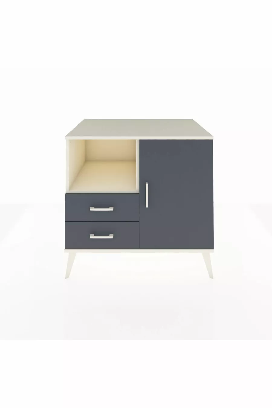 Kronos Dressoir met 2 Planken, 2 Lades en 1 Deur, Agaat-Antraciet