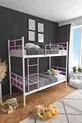 Lit superposé Koza Ranza compatible avec matelas, rose clair, métal détachable