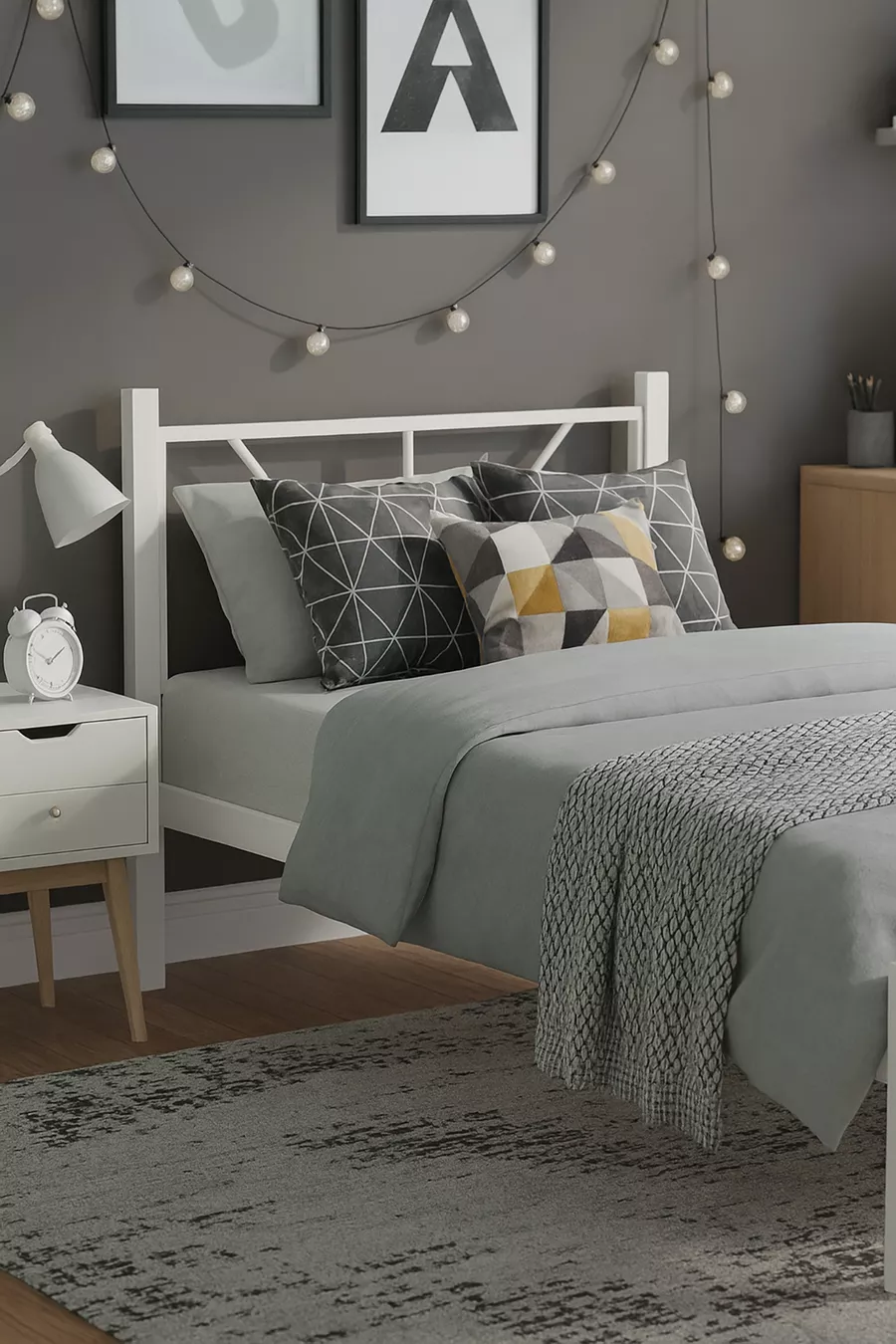 Alchera Single Metal Bed White