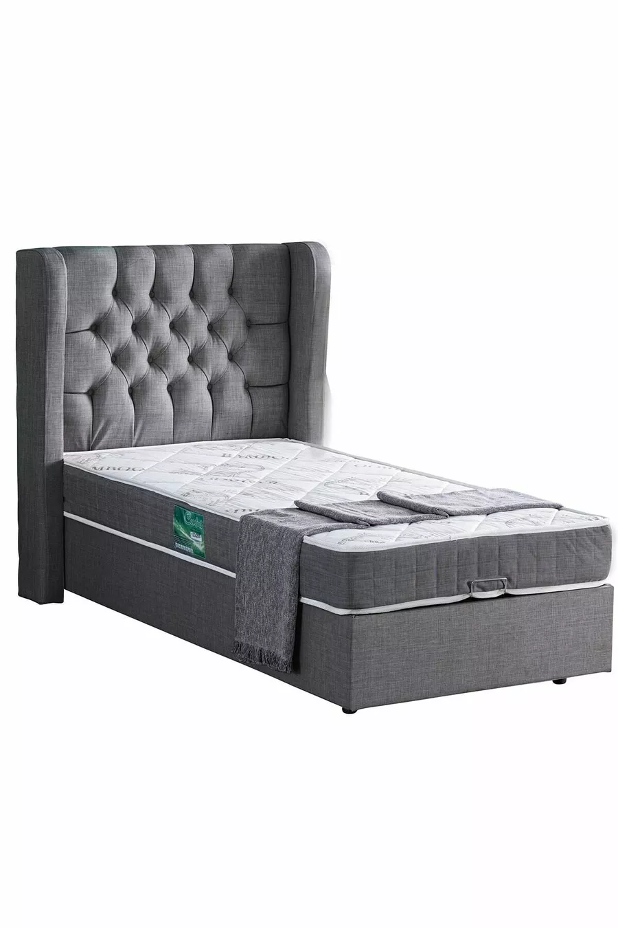 Riga Double Set, Single Bed Base and Headboard Set, Grey