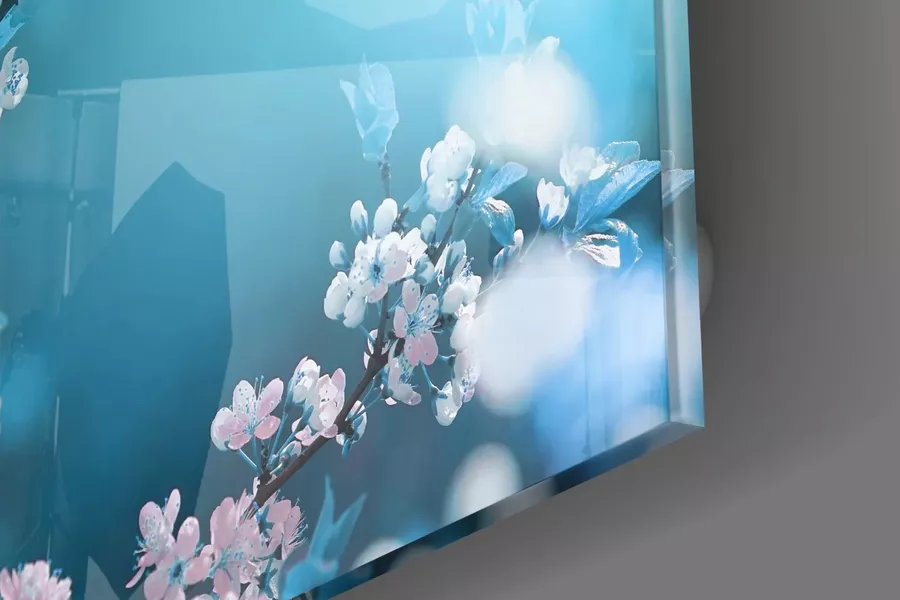 Peinture sur verre de fleurs de printemps