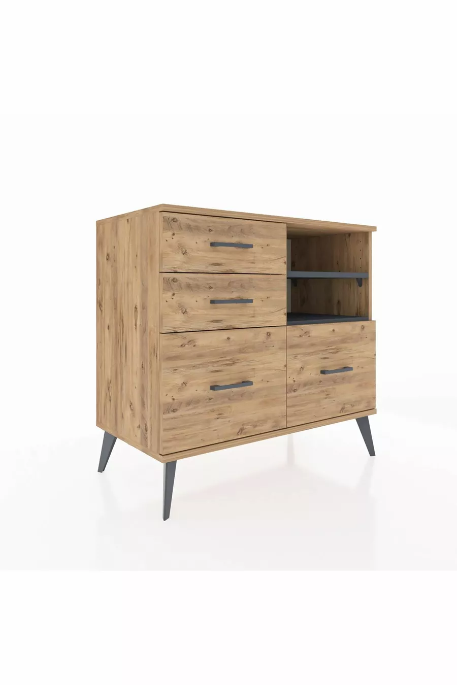 Hyperion Dresser 2 Shelves 4 Drawers Pine-Anthracite/Pine