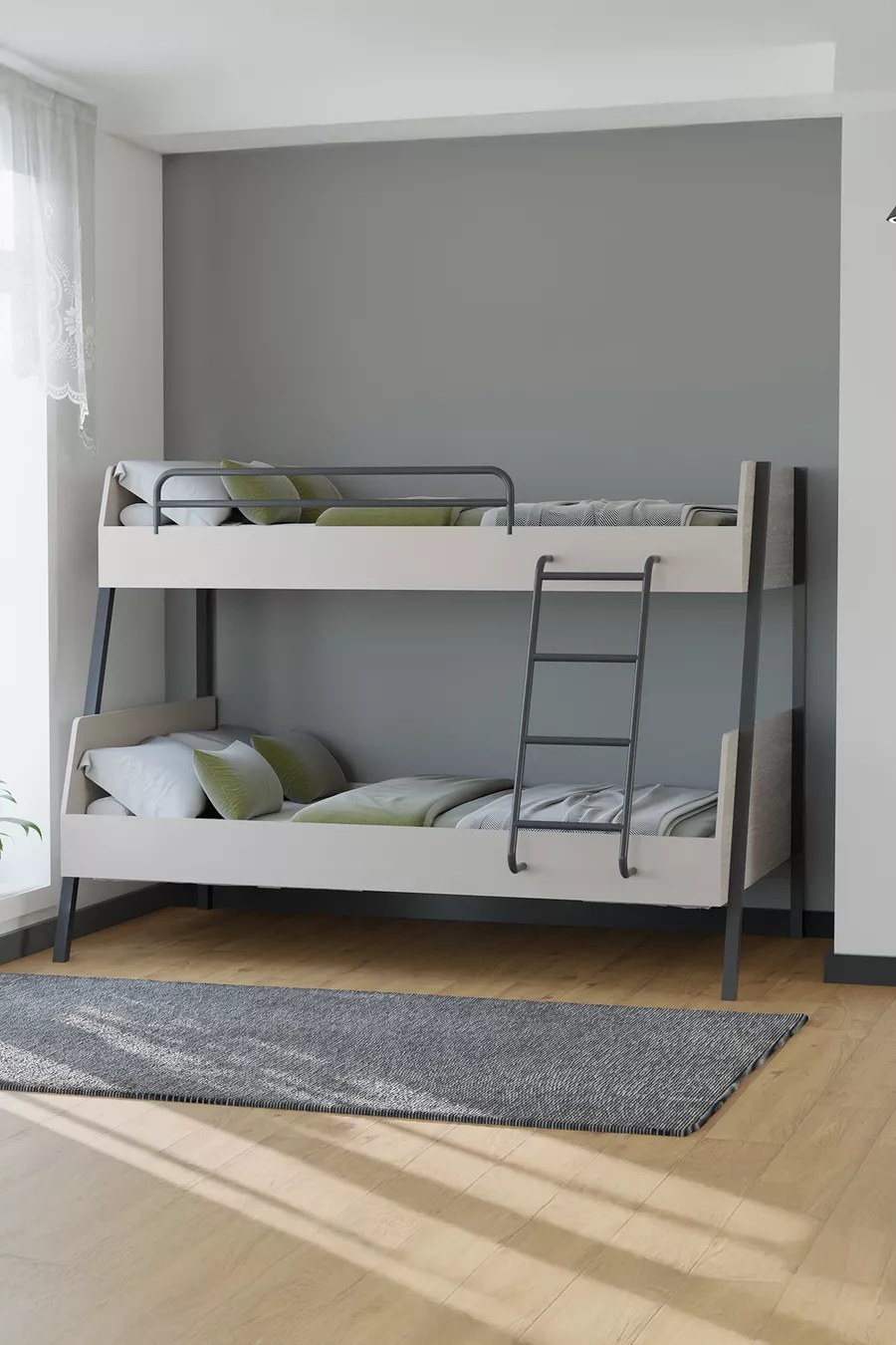 Letto a Castello con Struttura in Metallo a Doppio Piano per Cameretta dei Ragazzi e Bambini x 