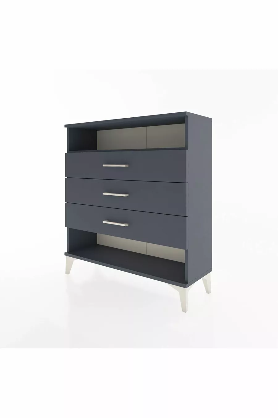 Commode Arges à une étagère et 3 tiroirs Anthracite-Anthracite
