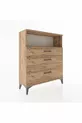 Commode Arges à un seul étagère et 3 tiroirs en pin-pin