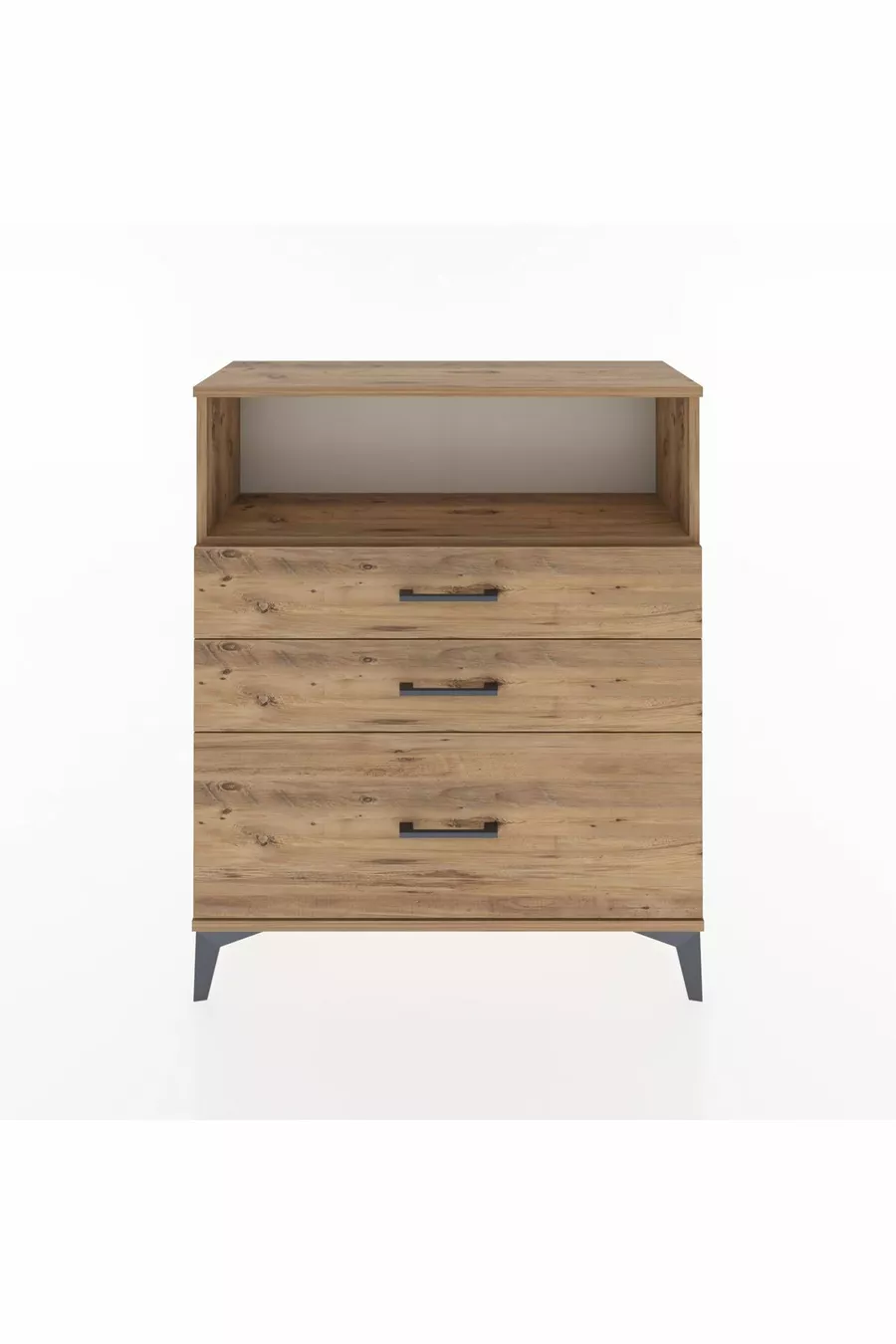 Commode Arges à un seul étagère et 3 tiroirs en pin-pin