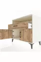 Commode Hyperion à une étagère, un tiroir et deux portes, Ambre-Débord de pin