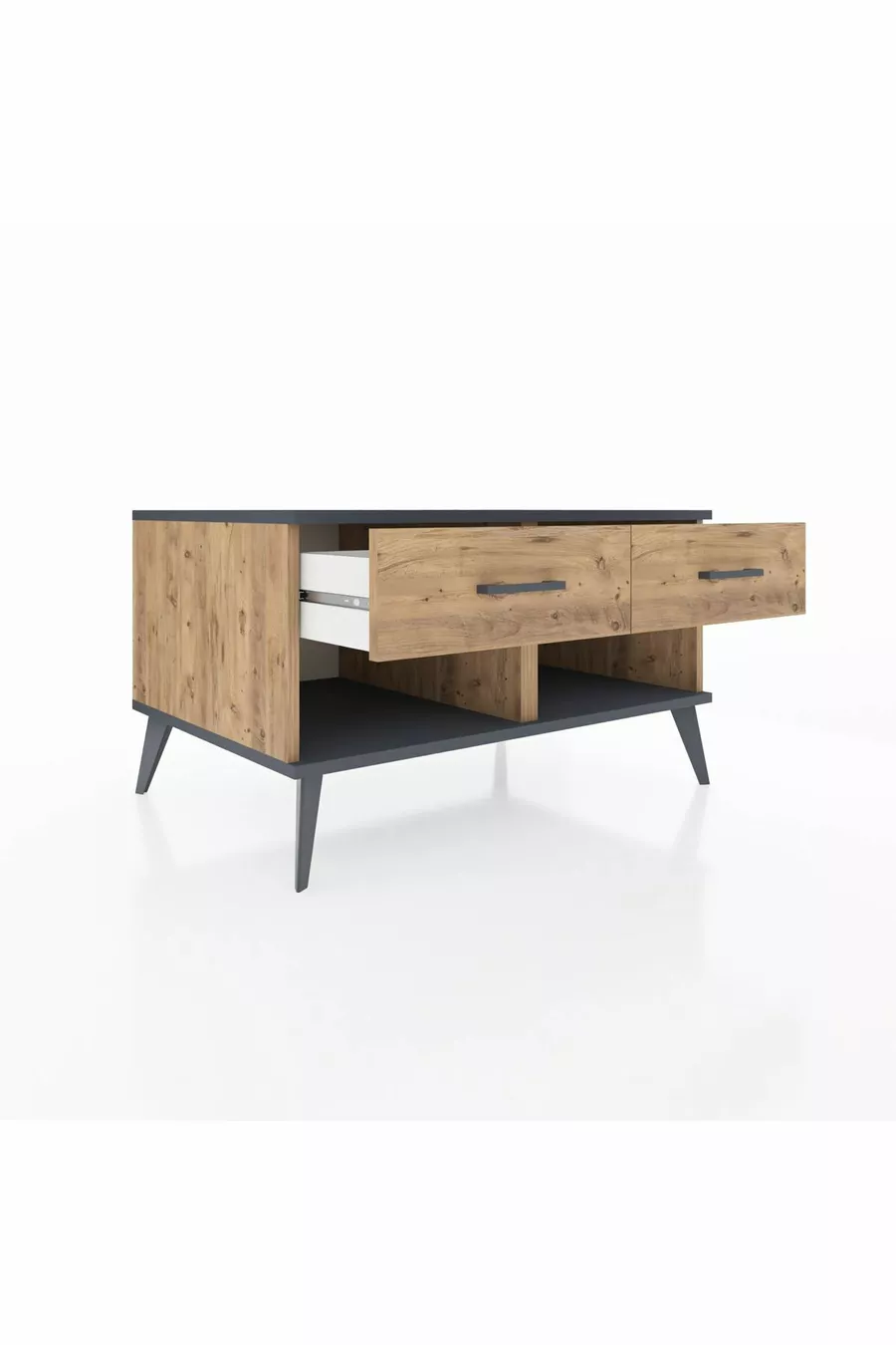 Commode Kronos 2 tiroirs Pin-Anthracite/Pin