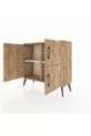 Commode Arges 2 étagères 4 portes Pin-Pin/Pierre de lune