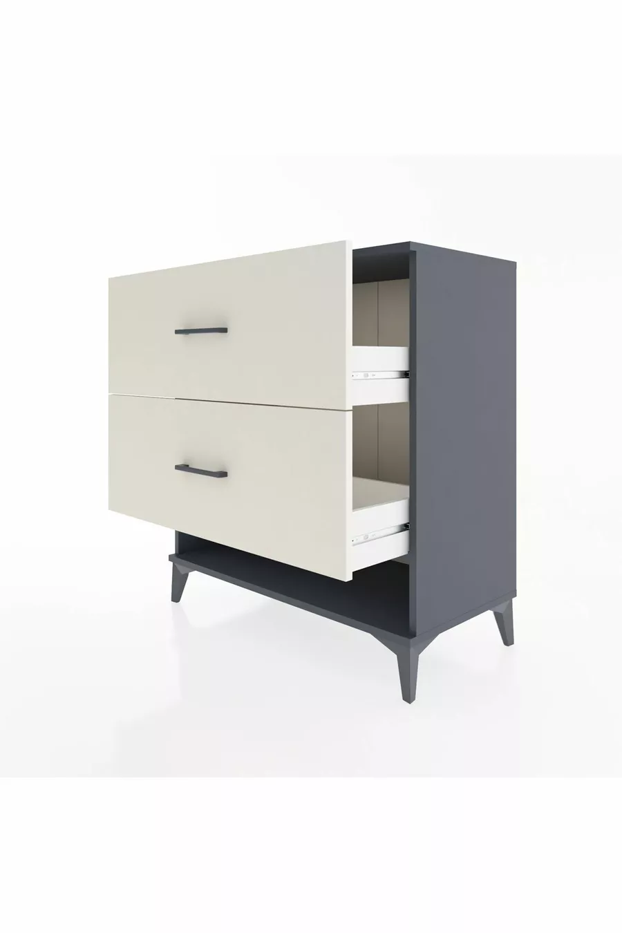Commode Hyperion 2 tiroirs Anthracite-Pierres de lune