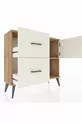 Commode Arges à une étagère, 2 tiroirs et une porte, pin et pierre de batte