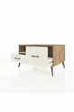 Commode Kronos à une étagère et 2 tiroirs en pin et pierre de lave