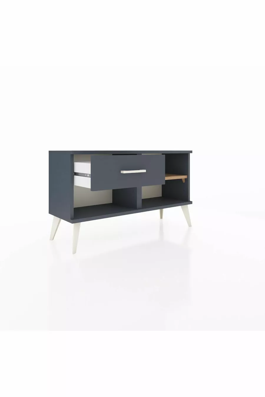 Commode Arges à une étagère et un tiroir Anthracite-Pin/Anthracite