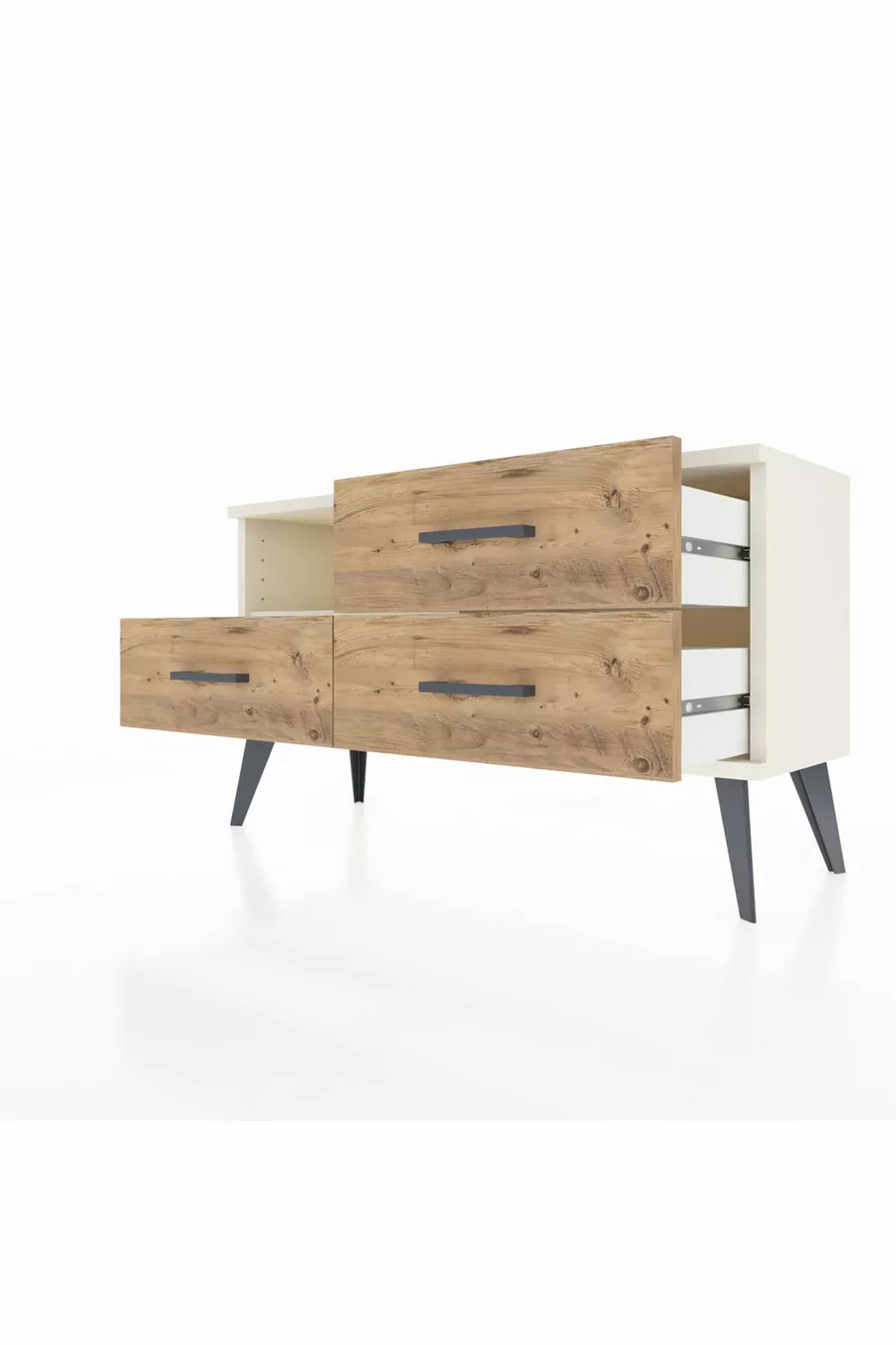 Commode Arges à une étagère et trois tiroirs Agate-Agate/Pin