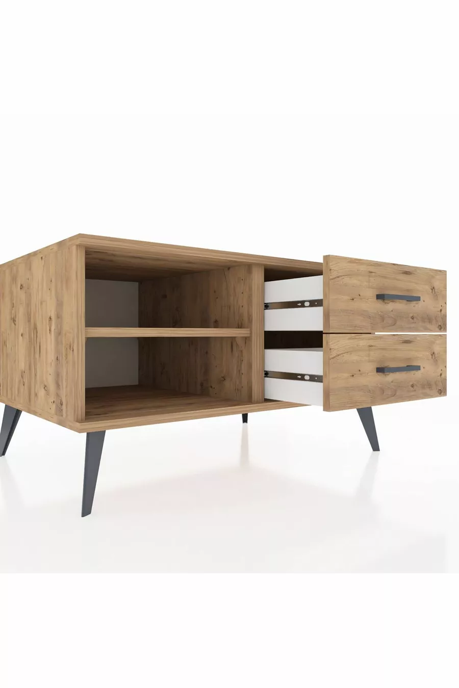 Commode Kronos à une étagère et 2 tiroirs en pin-pin
