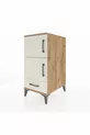 Table de chevet Kronos avec 4 étagères, 1 tiroir et 1 porte, en pin-pierre d'ardoise