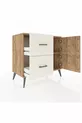 Commode Hyperion avec une seule étagère, 2 tiroirs et 2 portes, Pin-Pin / Pierre de bois