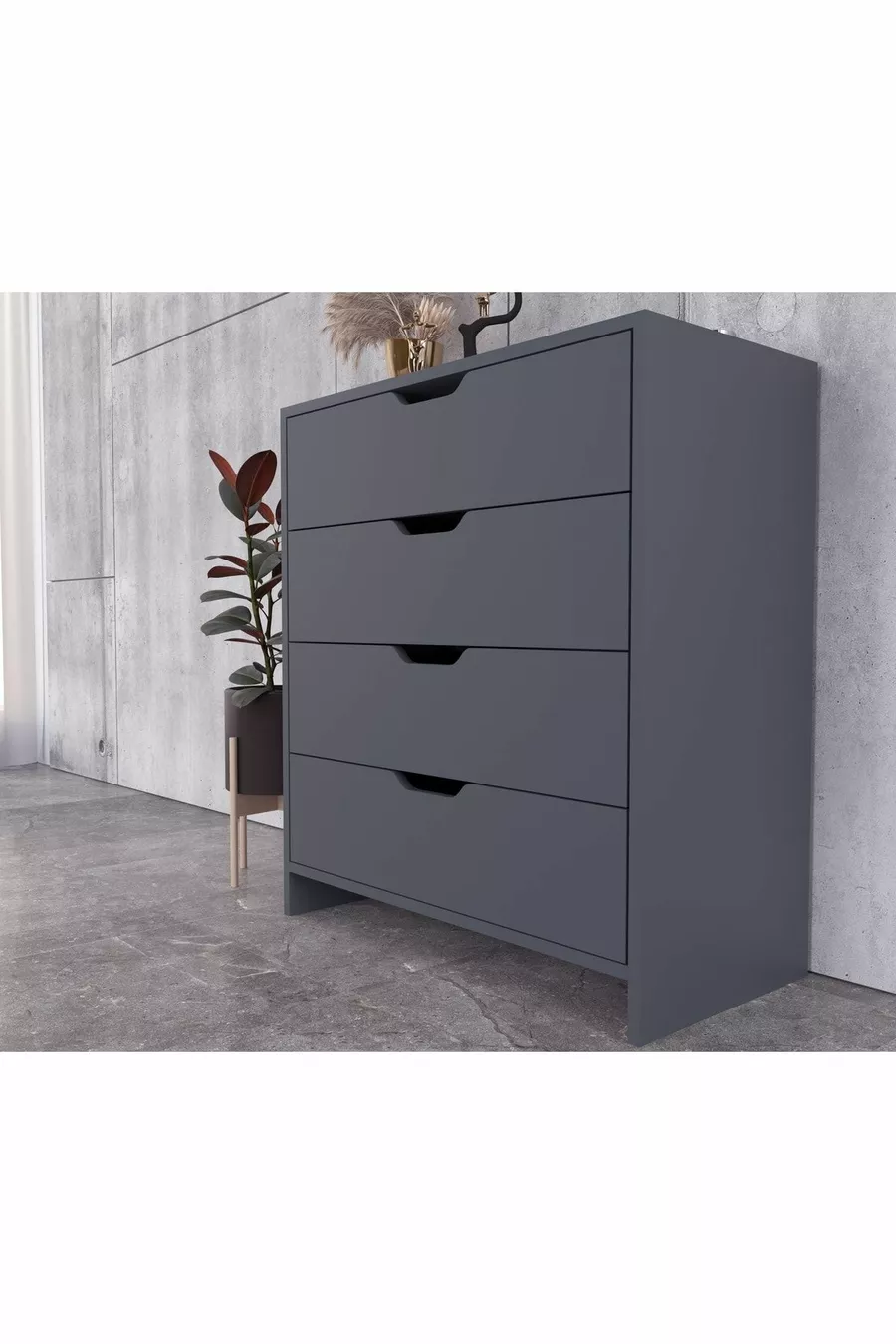 Commode Efes à 4 tiroirs Anthracite