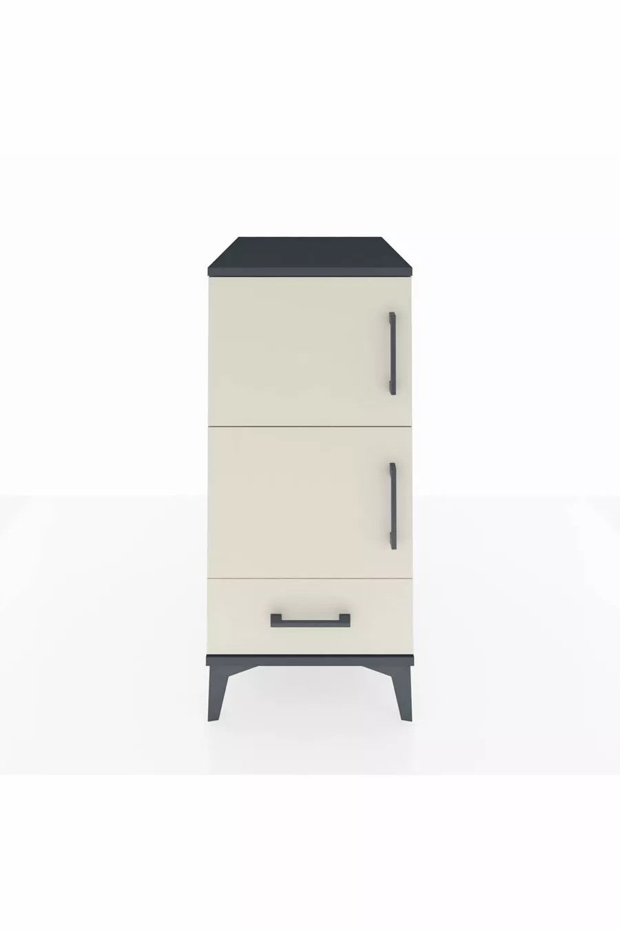 Kronos Chevet 4 étagères avec 1 tiroir et 1 porte Anthracite-Pierre de Lune
