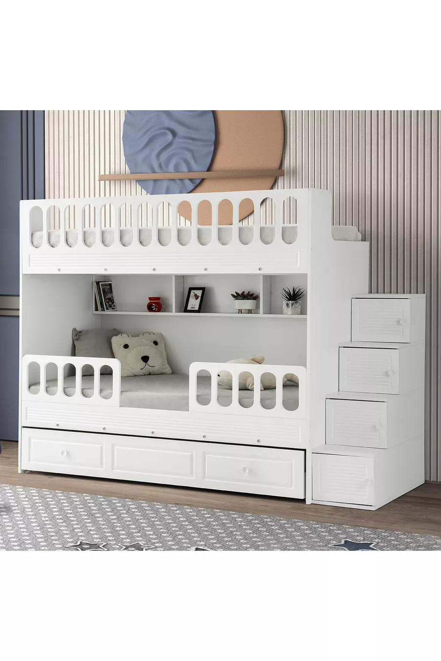 Shutter Bunk Bed Model with Membrane Coating and Steel Support, Double Protective