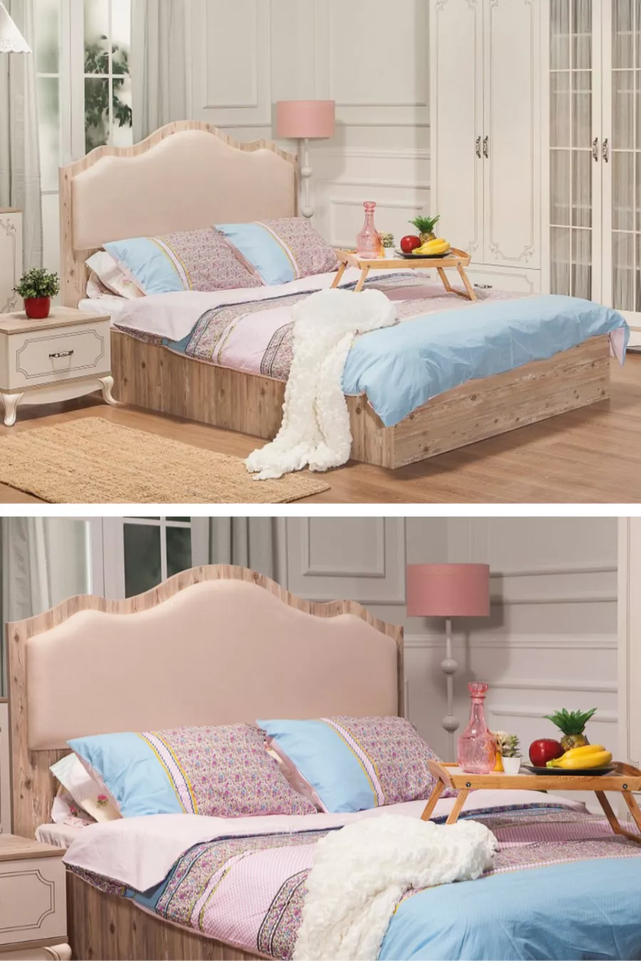 Ensemble de Lit Double Grand - Lit / Sommier / Tête de lit - 