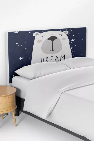 Teddy Bear Pattern Children's Bed Base Headboard Cover