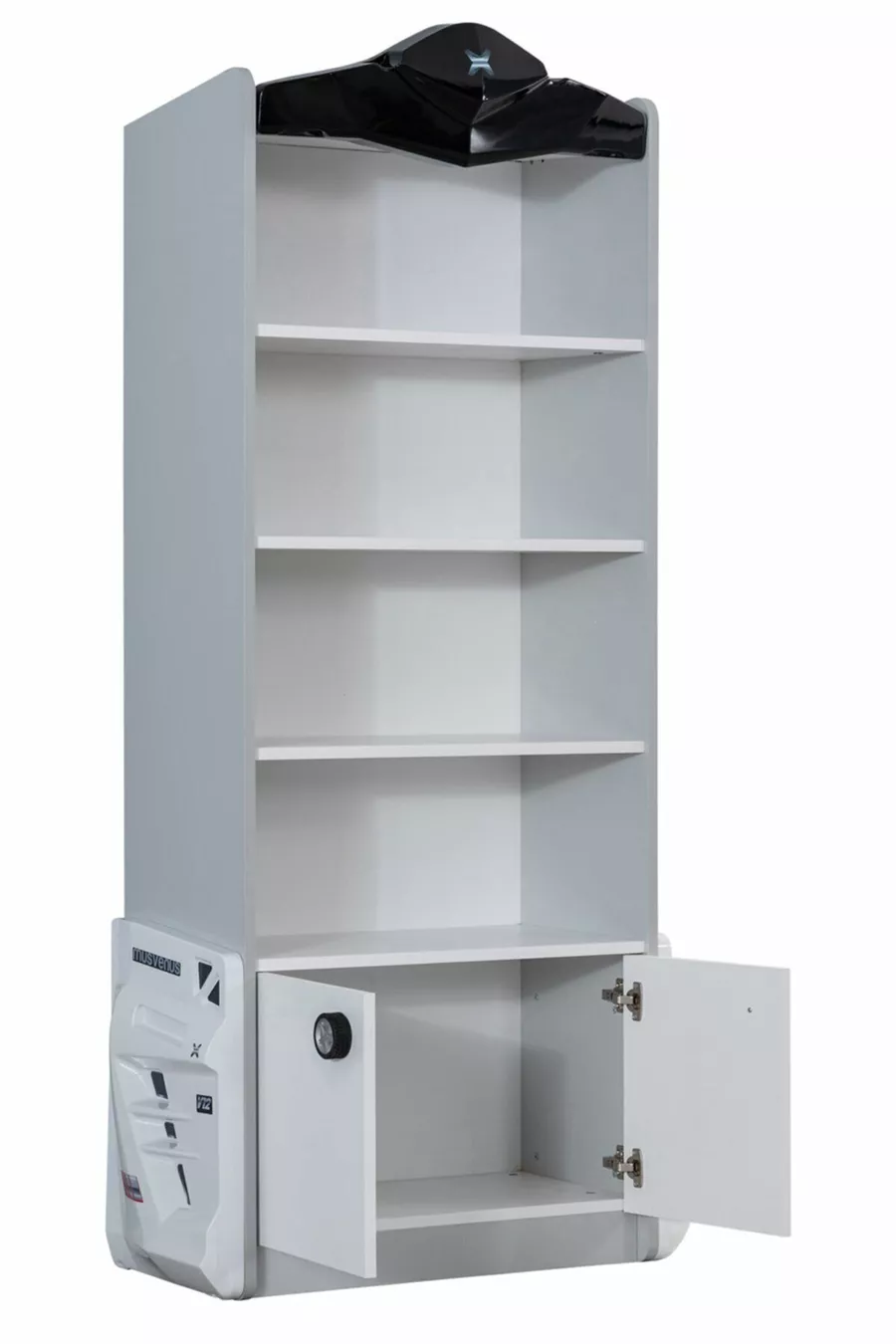 Chambre d'enfant - Lit avec voiture Mercedes, Armoire 3 portes Sports, Bureau, Commode, Bibliothèque - Blanc